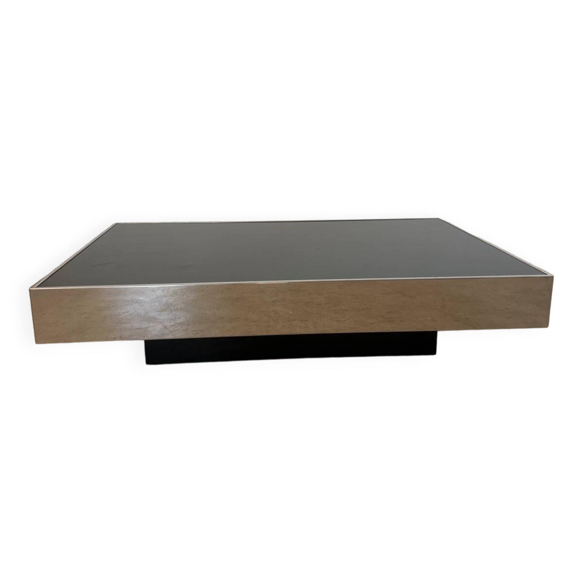Old glass and chrome coffee table Italian design from the 70s vintage