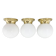 Set of three mid-century brass and milk glass ceiling ligts, restored