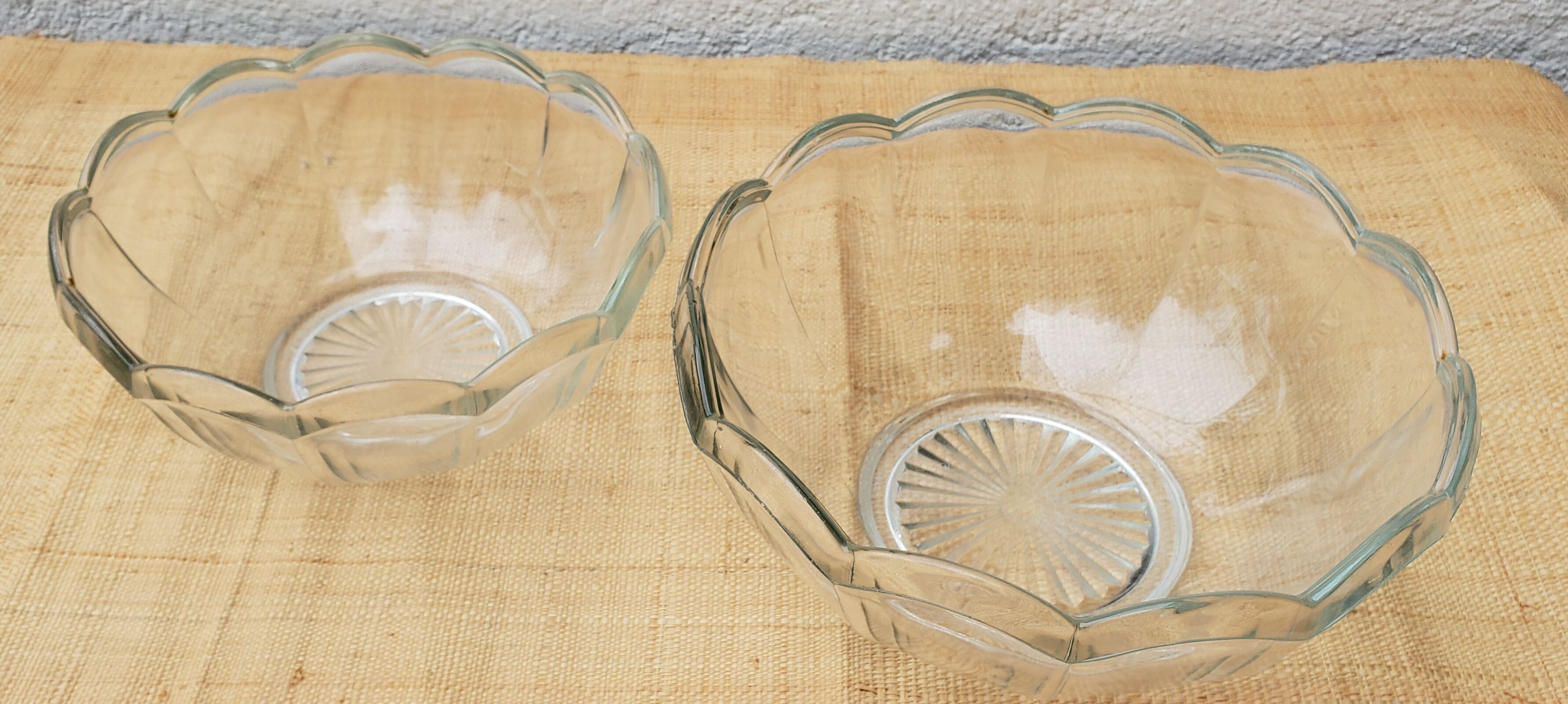 Lot De Deux Saladiers Anciens En Verre Taillé – Bols Vintage, Décoration
