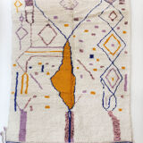 Moroccan Berber carpet azilal ecru with colorful patterns 300x196cm