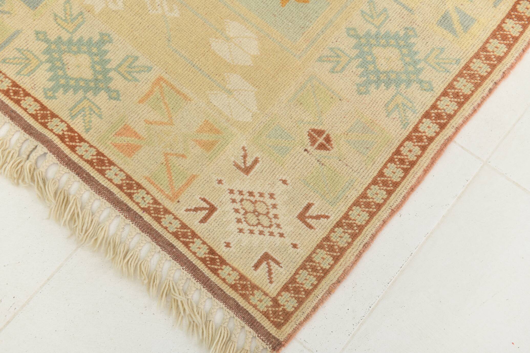 6x9 Terracotta & Cream Vintage Persian Rug, 199x290Cm