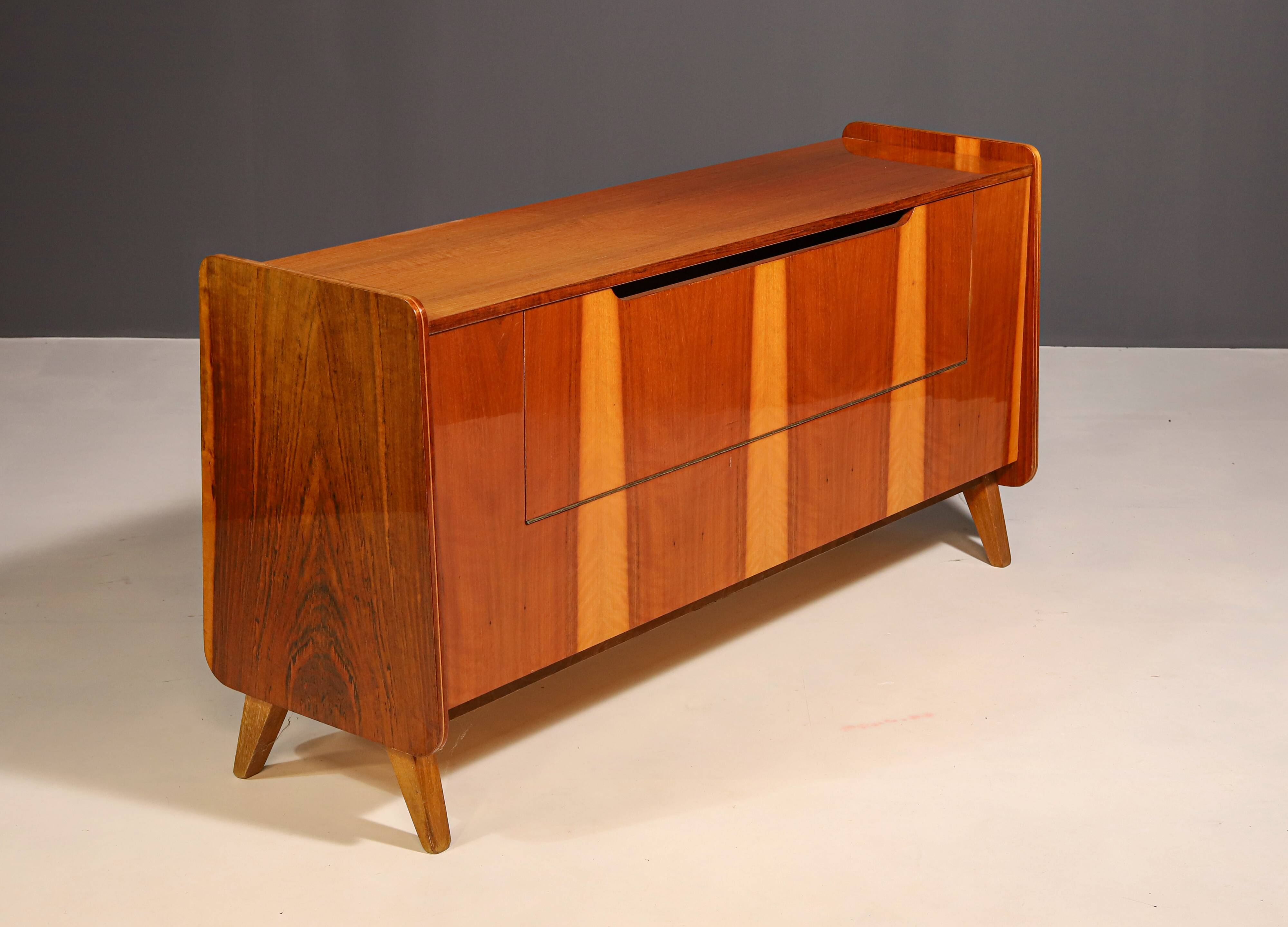 Vintage walnut sideboard, chest of drawers by František Jirák, 1970s, Czechoslovakia