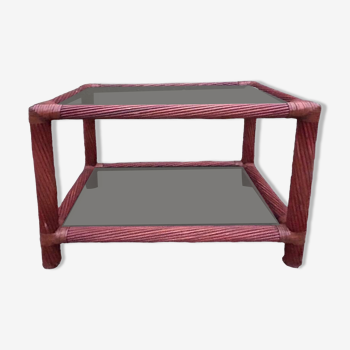 Table basse Maugrion bambou et verre fumé, pour Roche Bobois, années 80