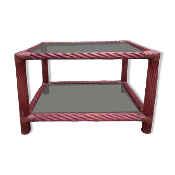 Table basse Maugrion bambou et verre fumé, pour Roche Bobois, années 80