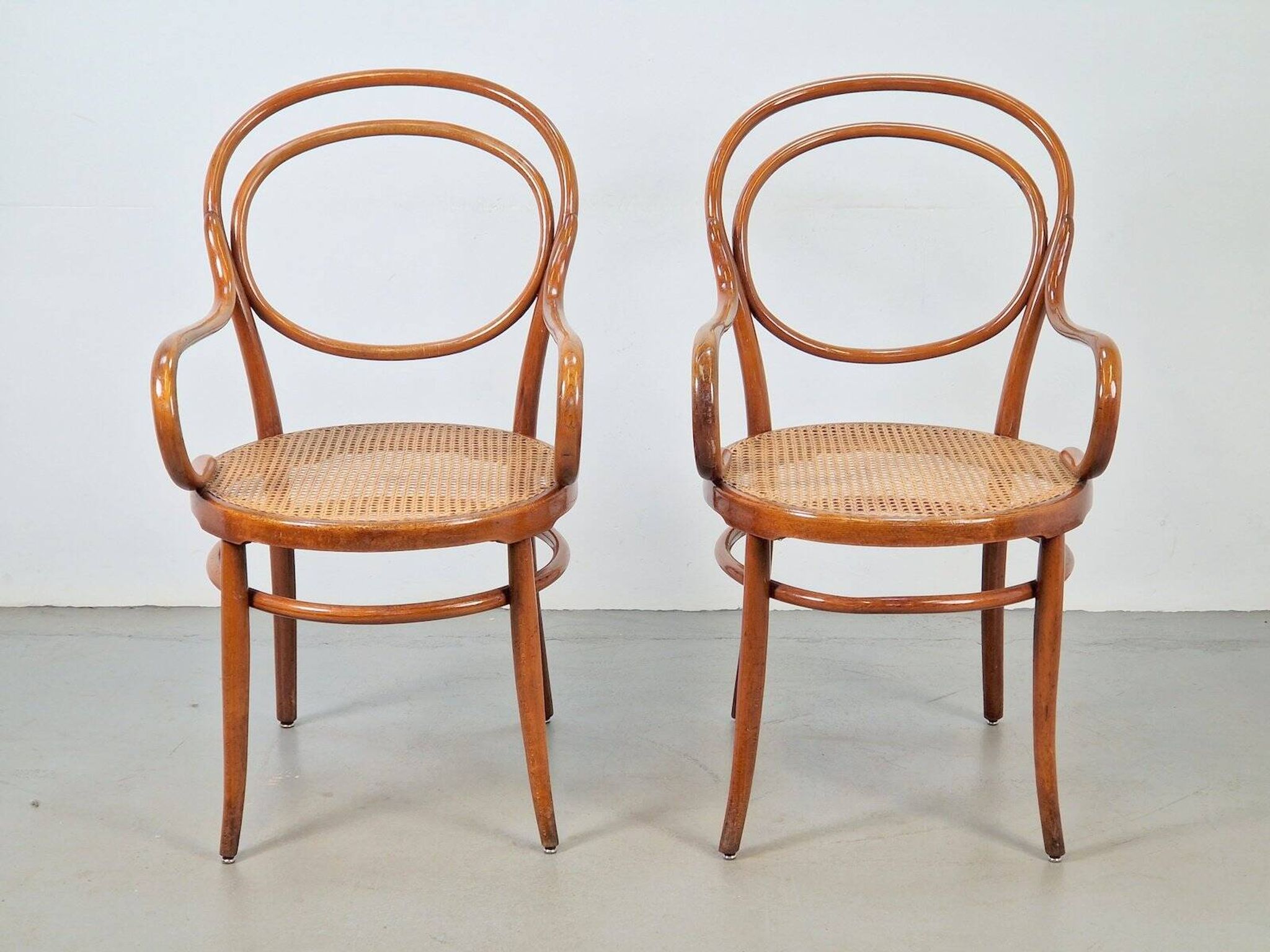 Antique Bentwood Webbing Chairs by Jacob & Josef Kohn for Wiener Werkstätte, Austria, 1890s, Set of 2