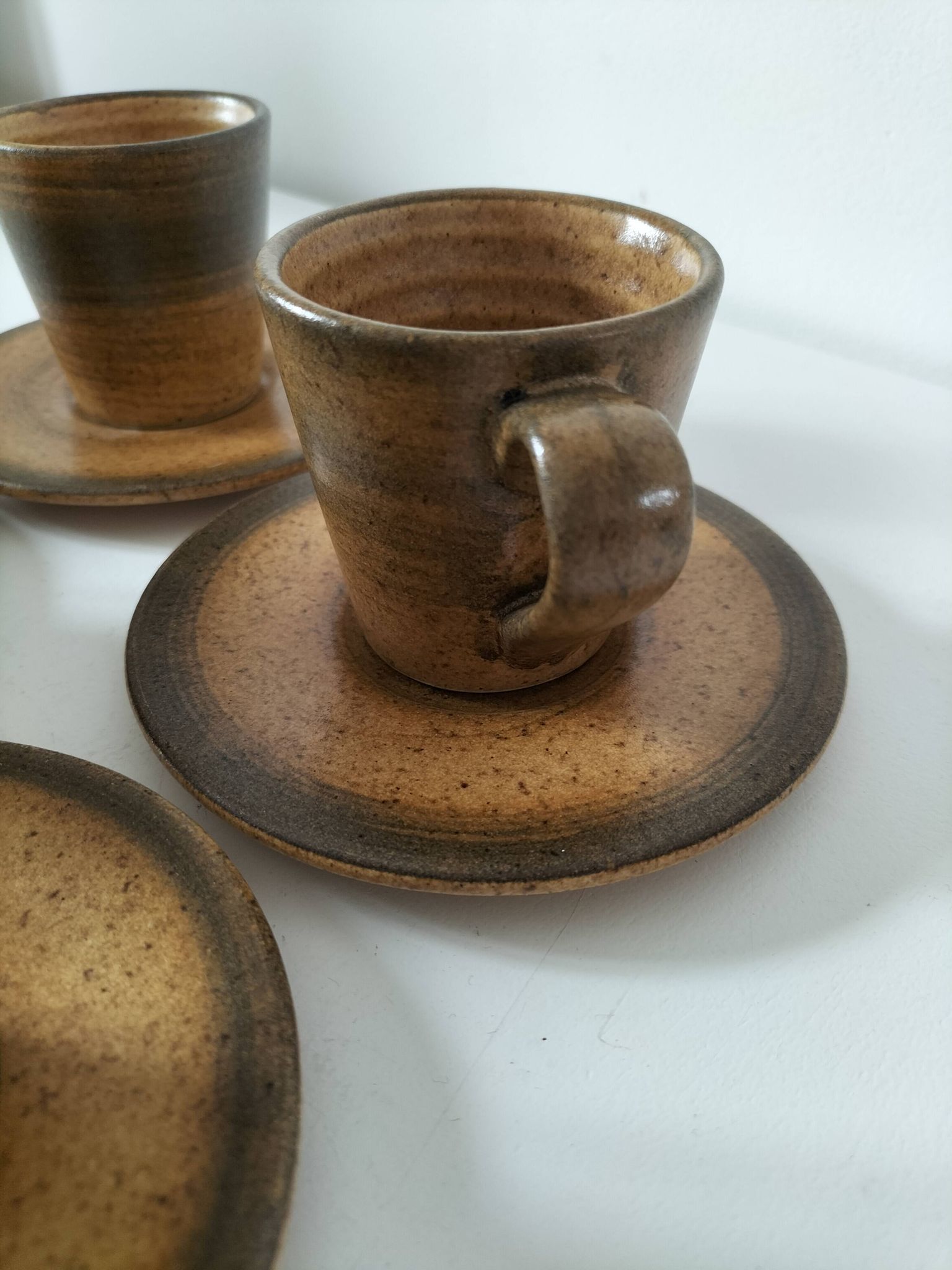 Set of 5 Longchamp France cups and 5 saucers in Japandi style