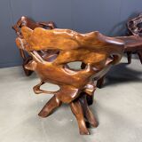 Large olive tree root chair set, 1960s