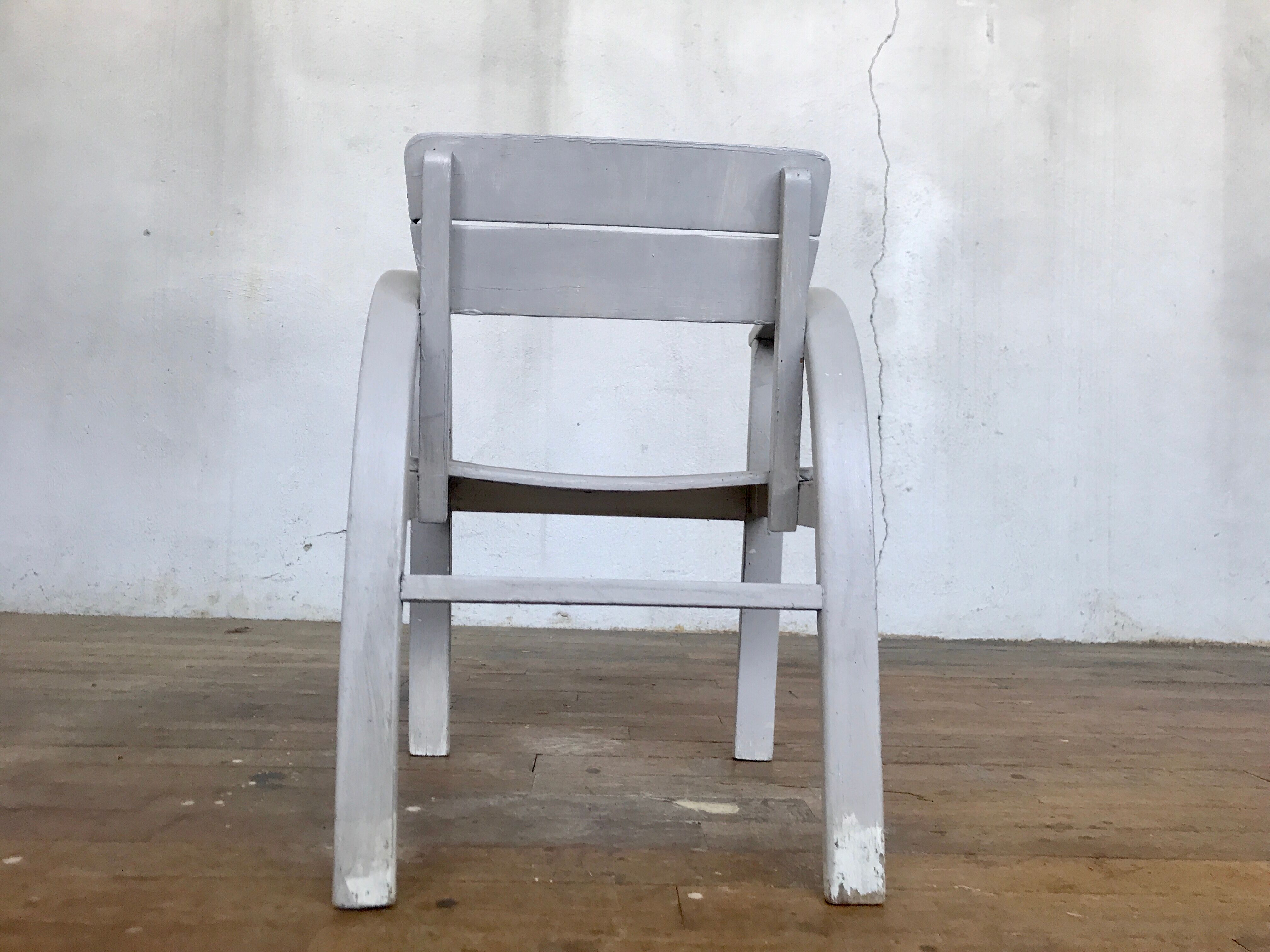 Fauteuil vintage pour enfant blanc gris clair 1950