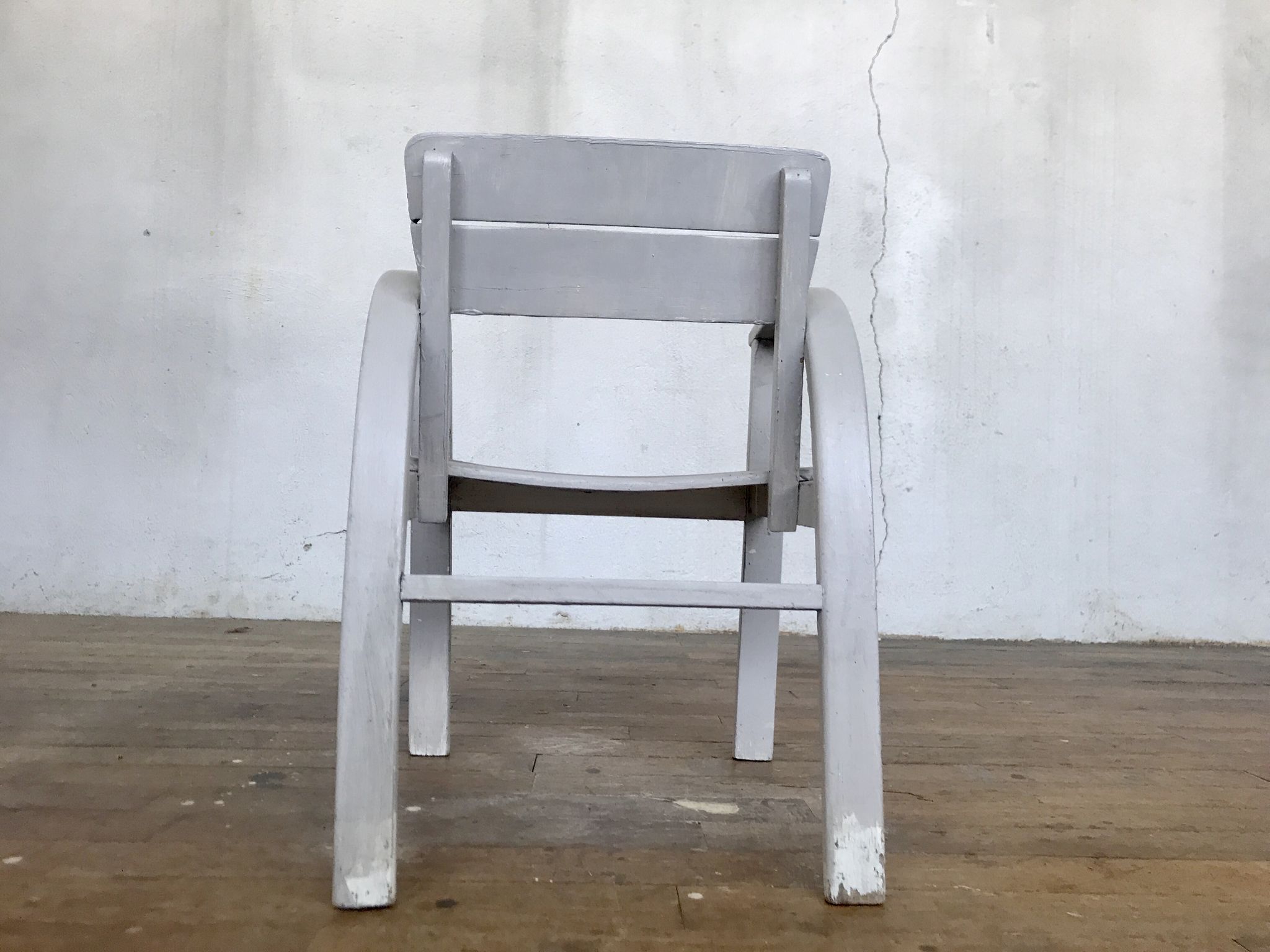 Fauteuil vintage pour enfant blanc gris clair 1950