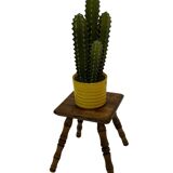 Vintage stool side table minimalistic in oak