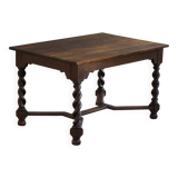 Bureau / Dining table in oak with Danish baroque inspiration and twisted legs, 1900s.