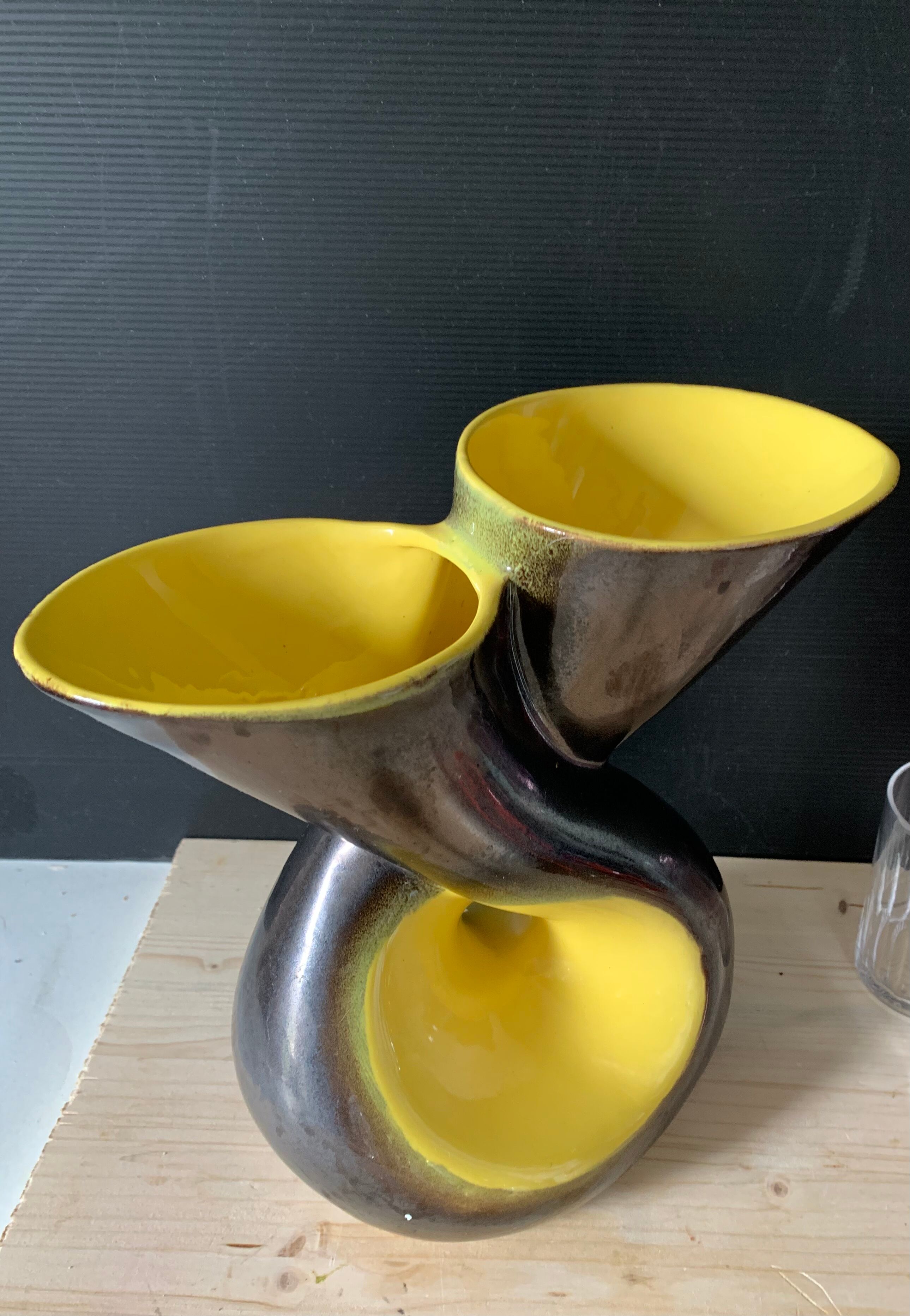 Large yellow and black vase