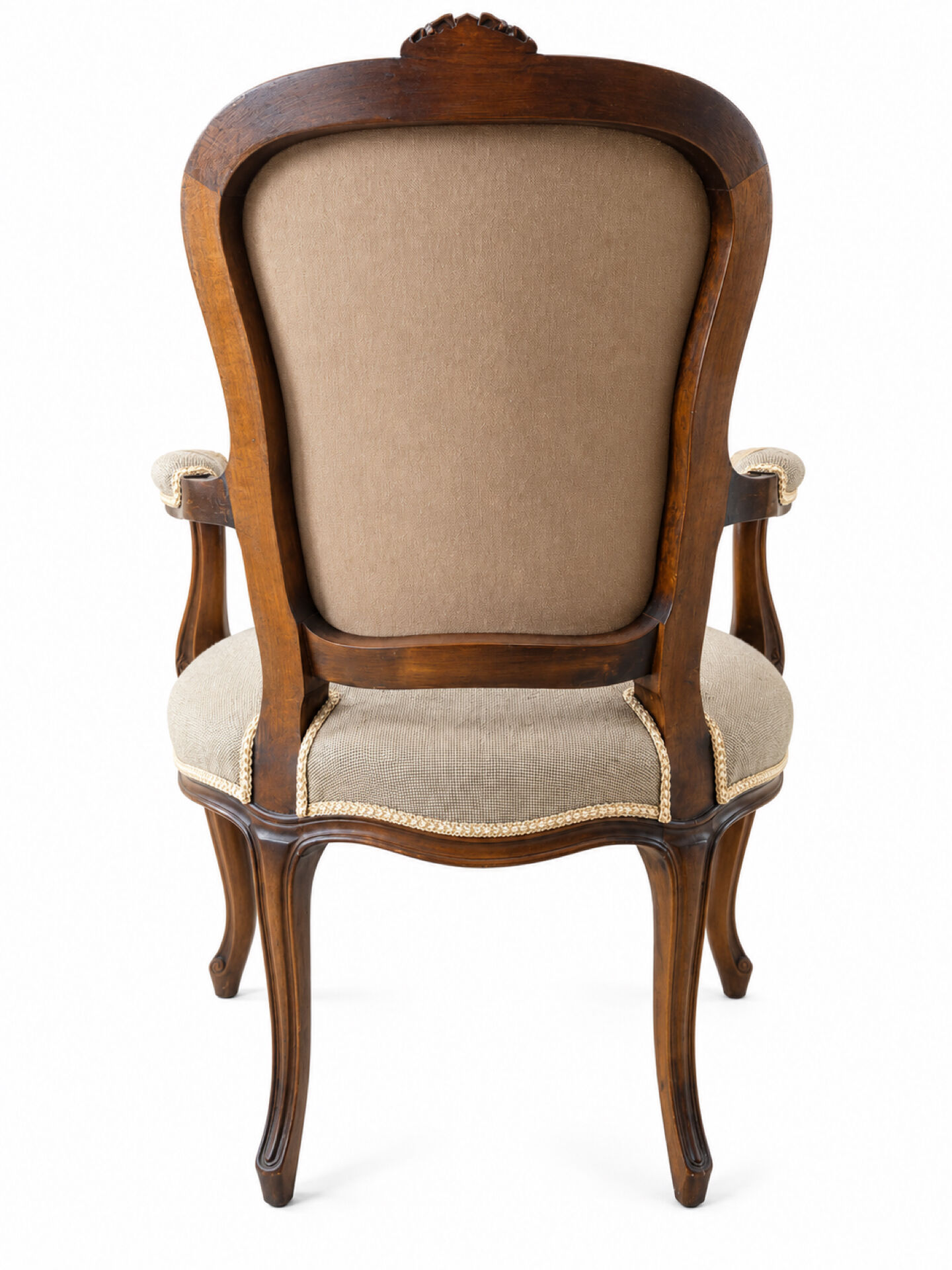 Louis XV style carved wooden armchair with floral needlepoint upholste