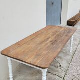 Rustic oak bistro farm table with louis philippe legs - 2m