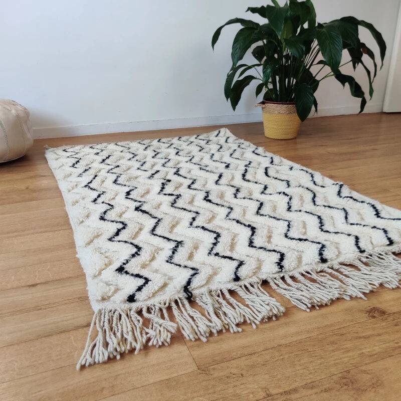 Berber rug ZigZag white and black 105x170 cm