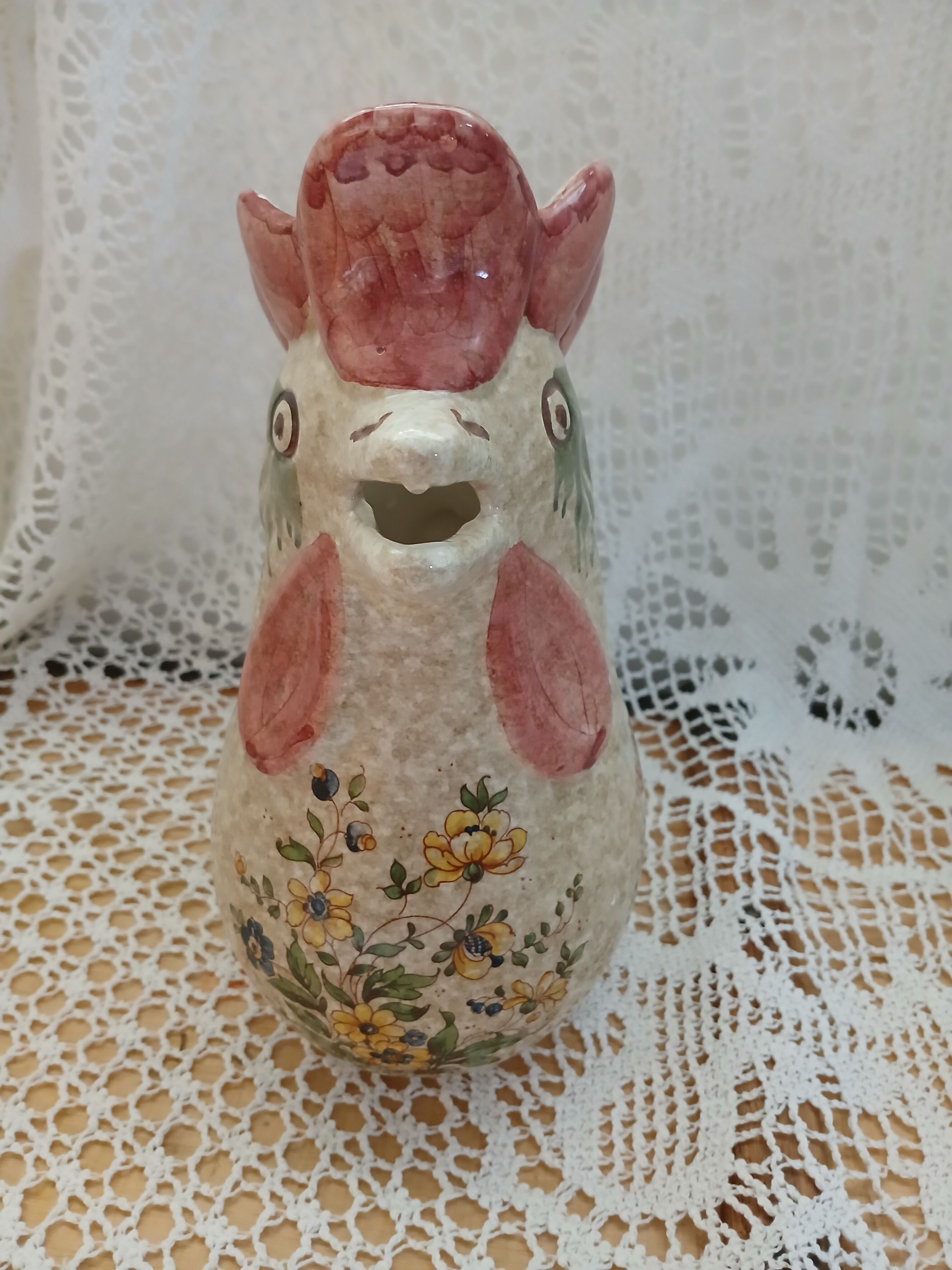 Jug / antique hand-painted rooster