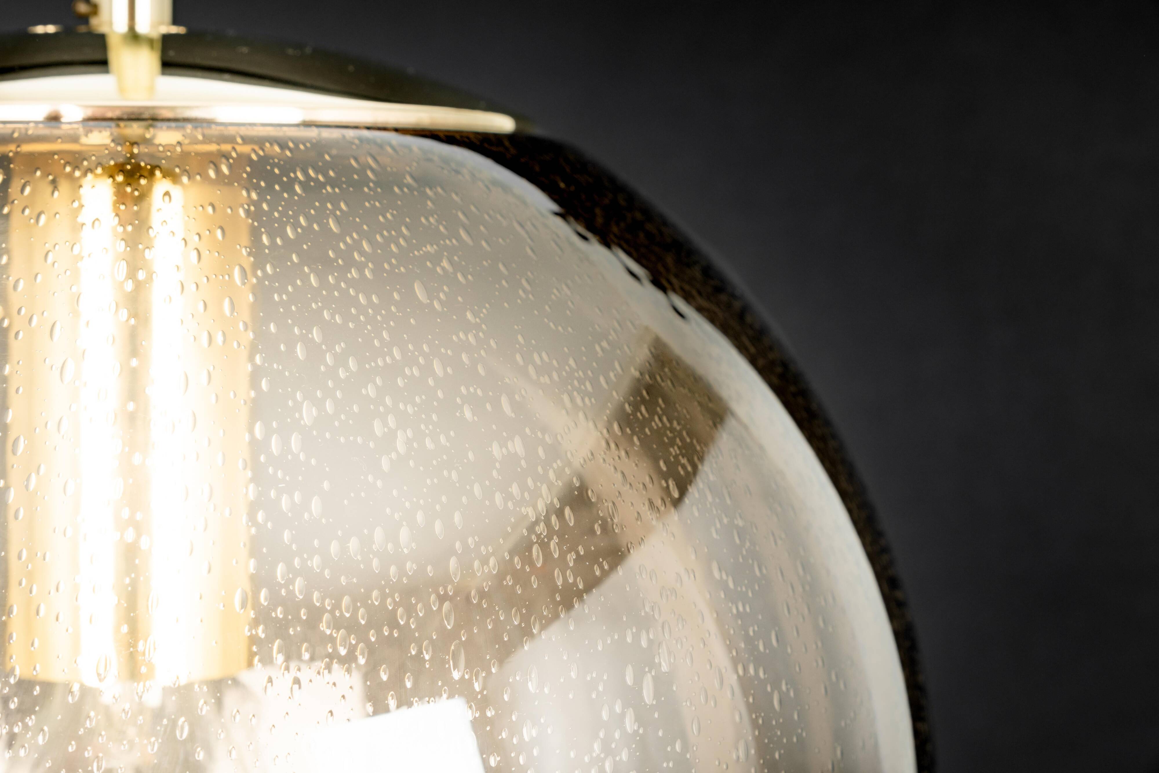 Lustre Limburg in brass with smoked glass ball, Germany, 1970s