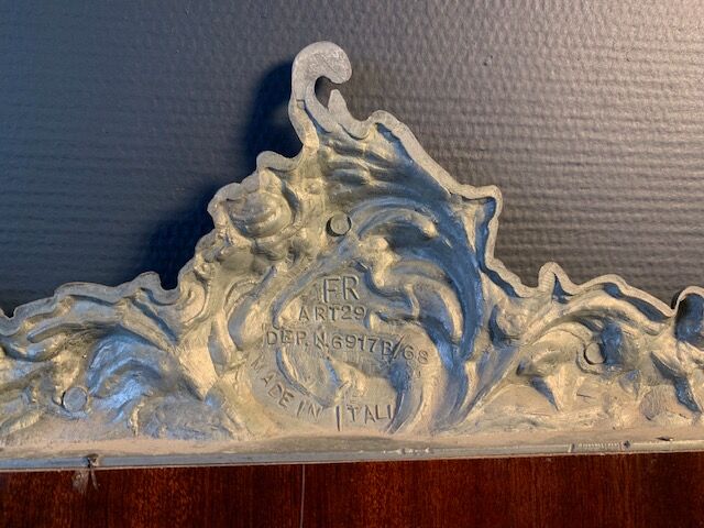 Antique Italian mirror in repoussé silver metal