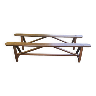 Paire de bancs en chene