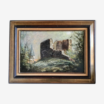 Ancient landscape painting by m cornu of the 1980s