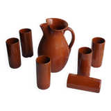 Orangeade service with a jug and 6 glasses - vintage terracotta