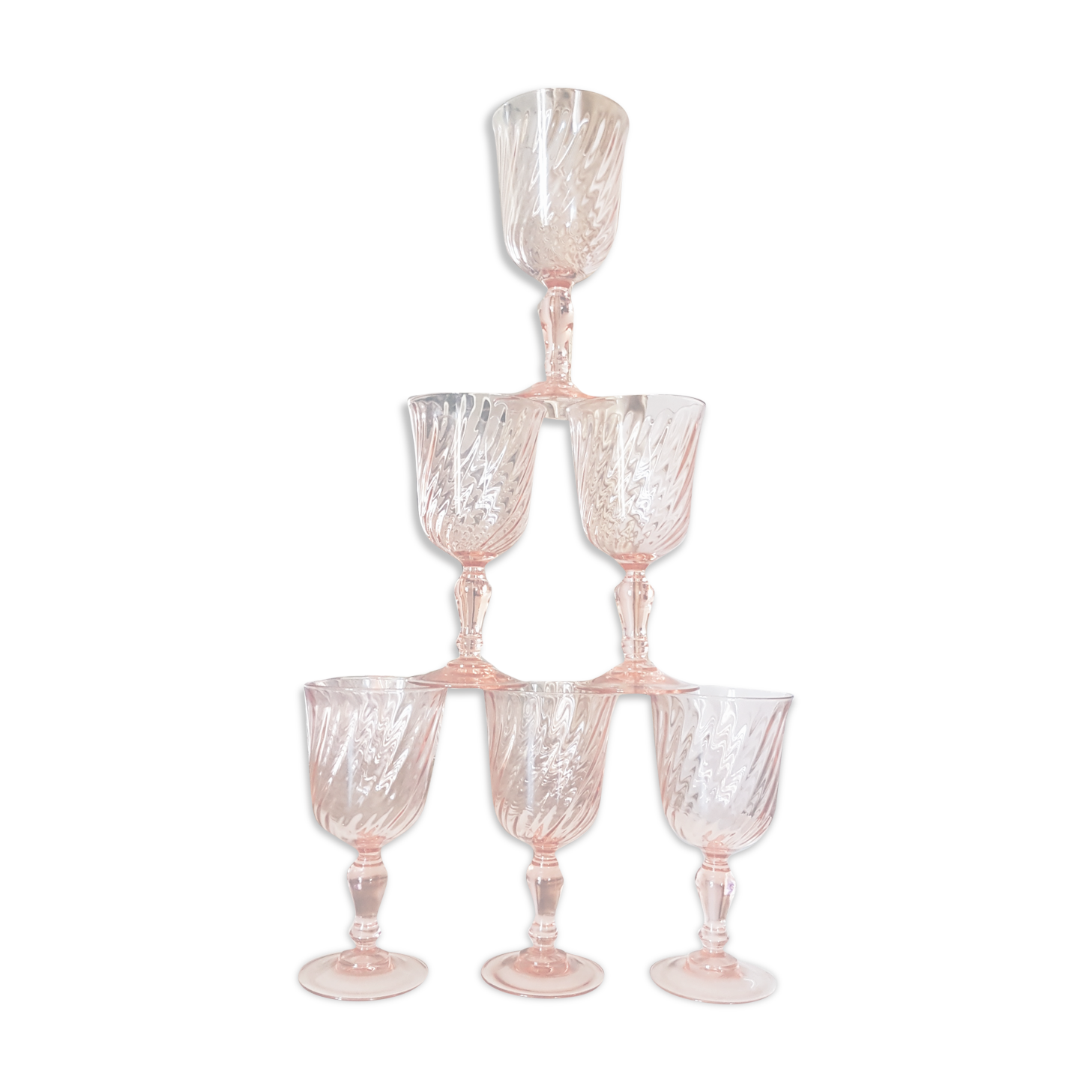 set of 6 red wine glasses pink rosaline luminarc arcoroc 14.5cm vintage