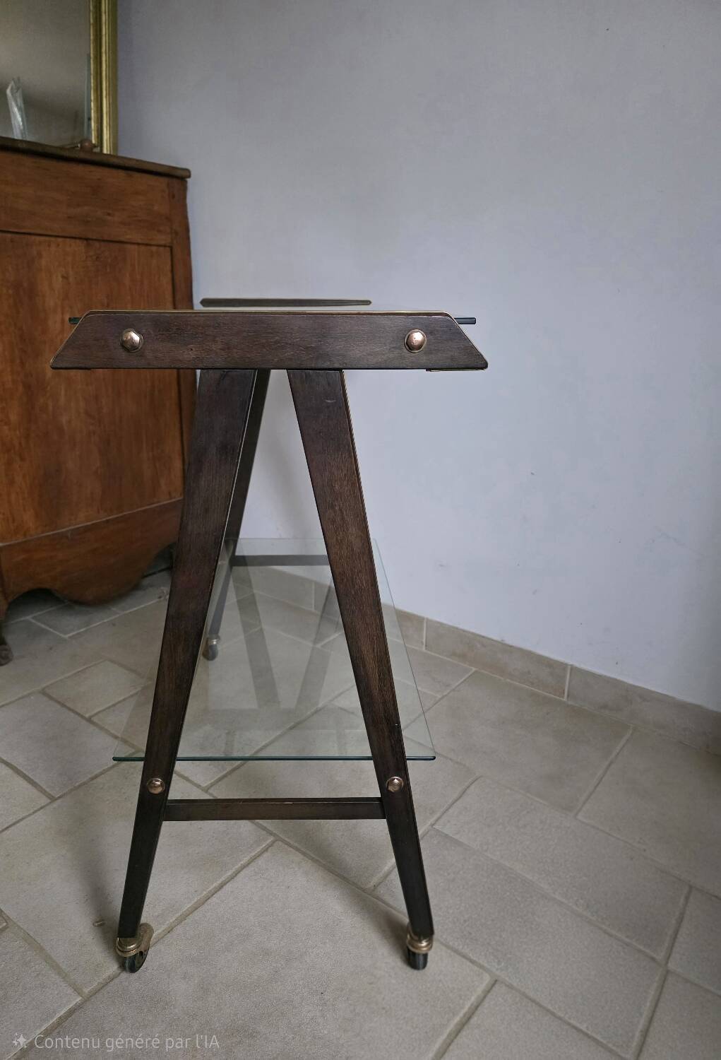 Mahogany and glass side table