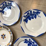 Lot of 6 mismatched plates of hand-painted French porcelain