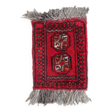 Tapis vintage fait main Ersari – 24 x 30 cm – Rouge éclatant - 1C968