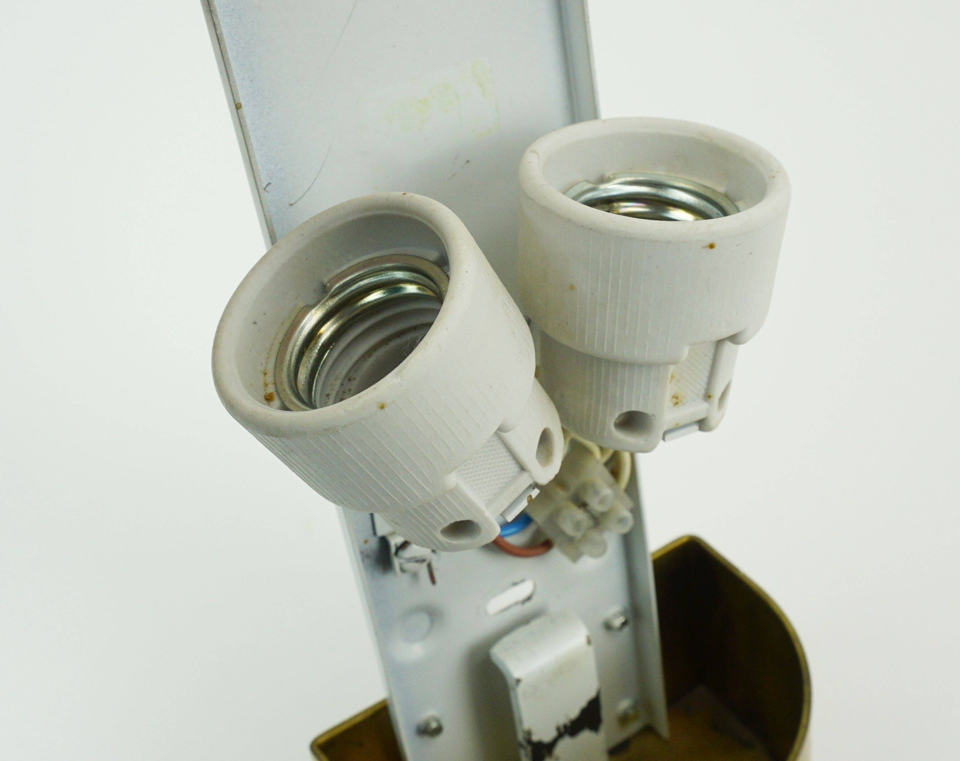 no. 1 of 2  mid century modern SCONCE wall lamp lustrous glass shell brass