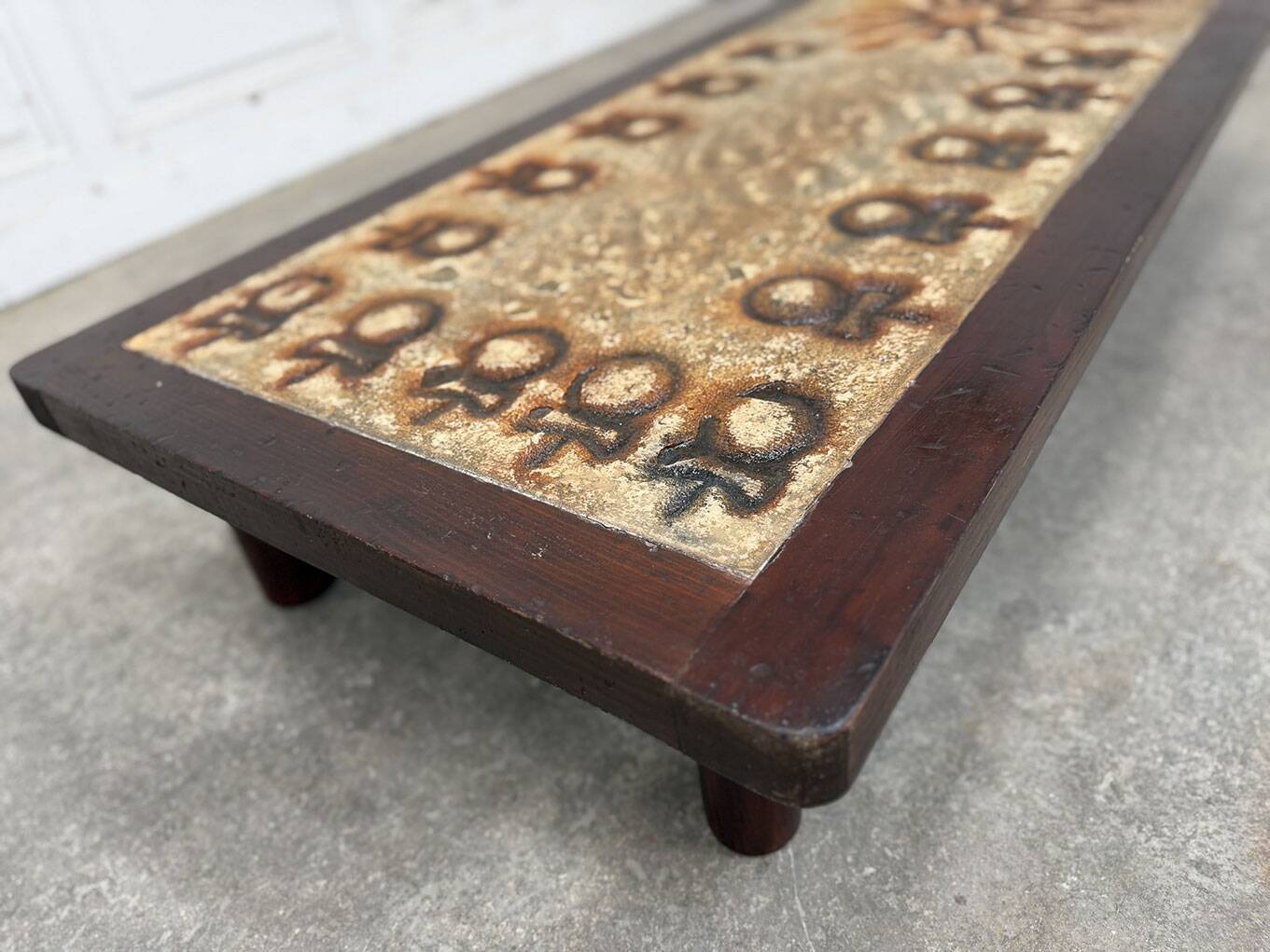 Enamelled lava coffee table 1950 Chaty Vallauris