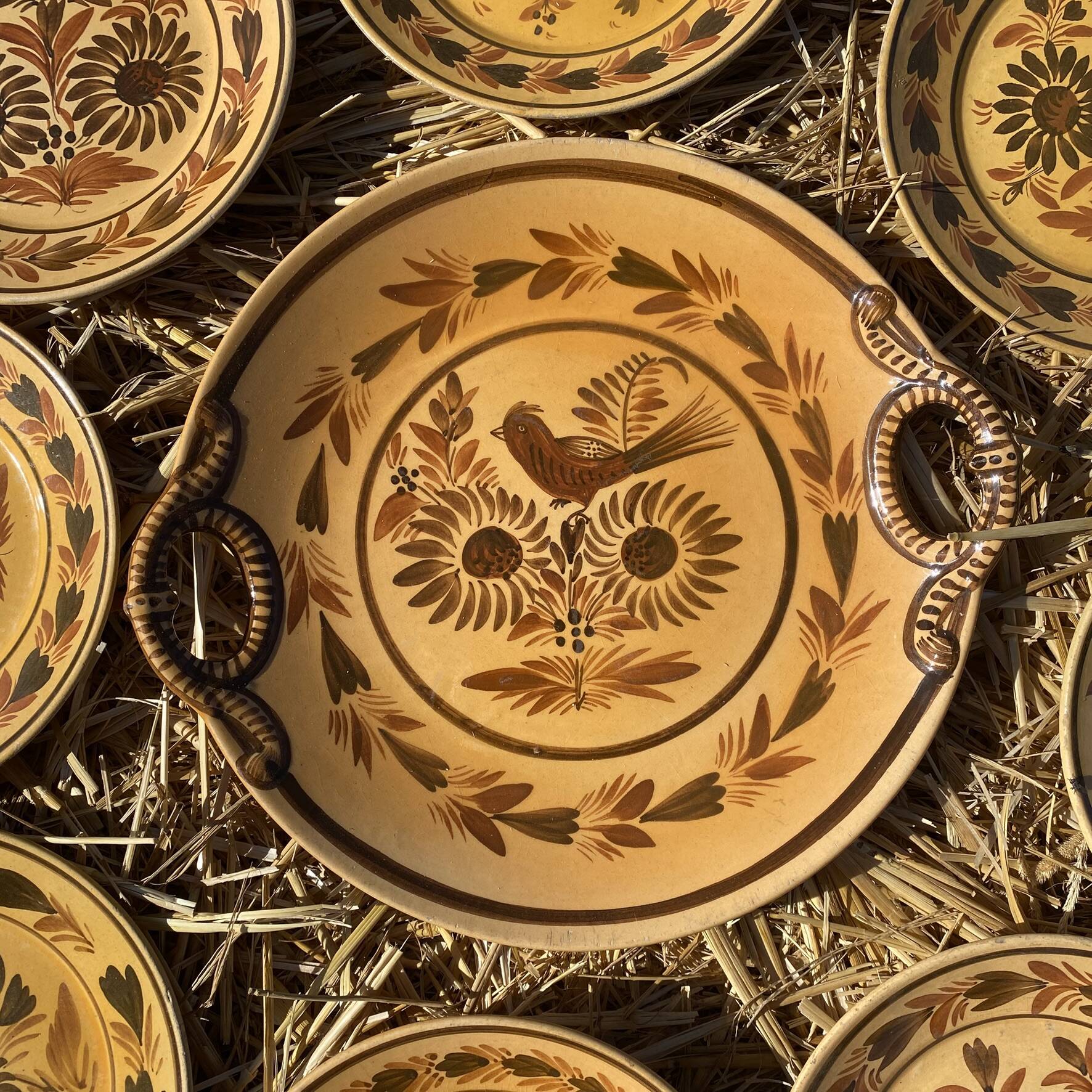 HB Quimper plates, hand-painted dessert service