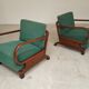 Paire de fauteuils Art déco vert par Jindrich Halabala, Prague 1930