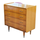 Vintage chest of drawers from the 60s in blond oak 4 drawers conical feet