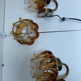 Pair of Murano glass wall sconces, vintage Italian 70s.