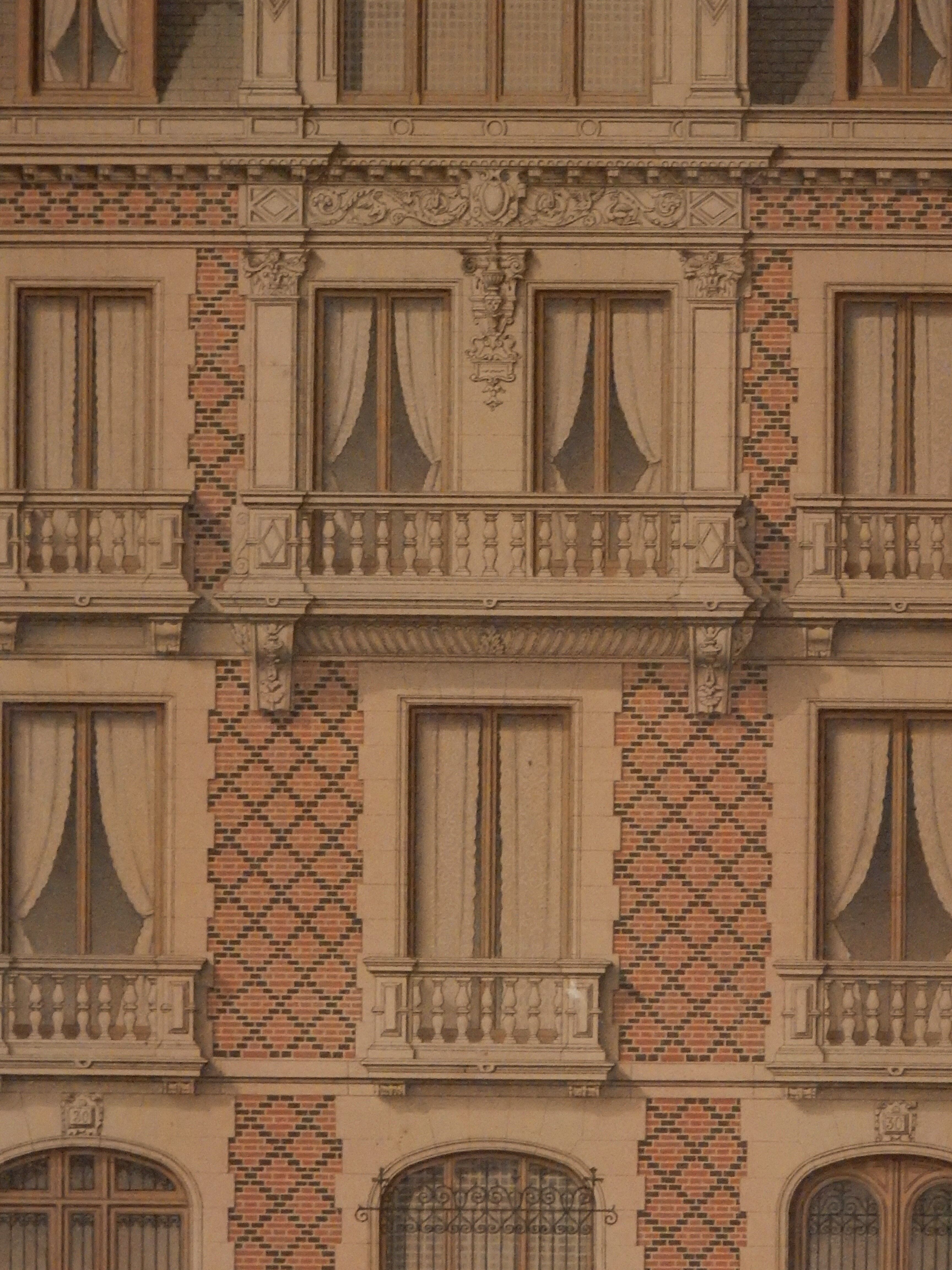 Lithograph board architecture ordinary brick