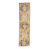 Tapis de couloir oriental vintage marron moutarde 3x11, 85x329 cm