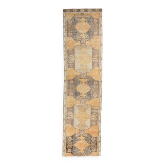3x11 Mustard Brown Oriental Vintage Runner Rug, 85x329Cm
