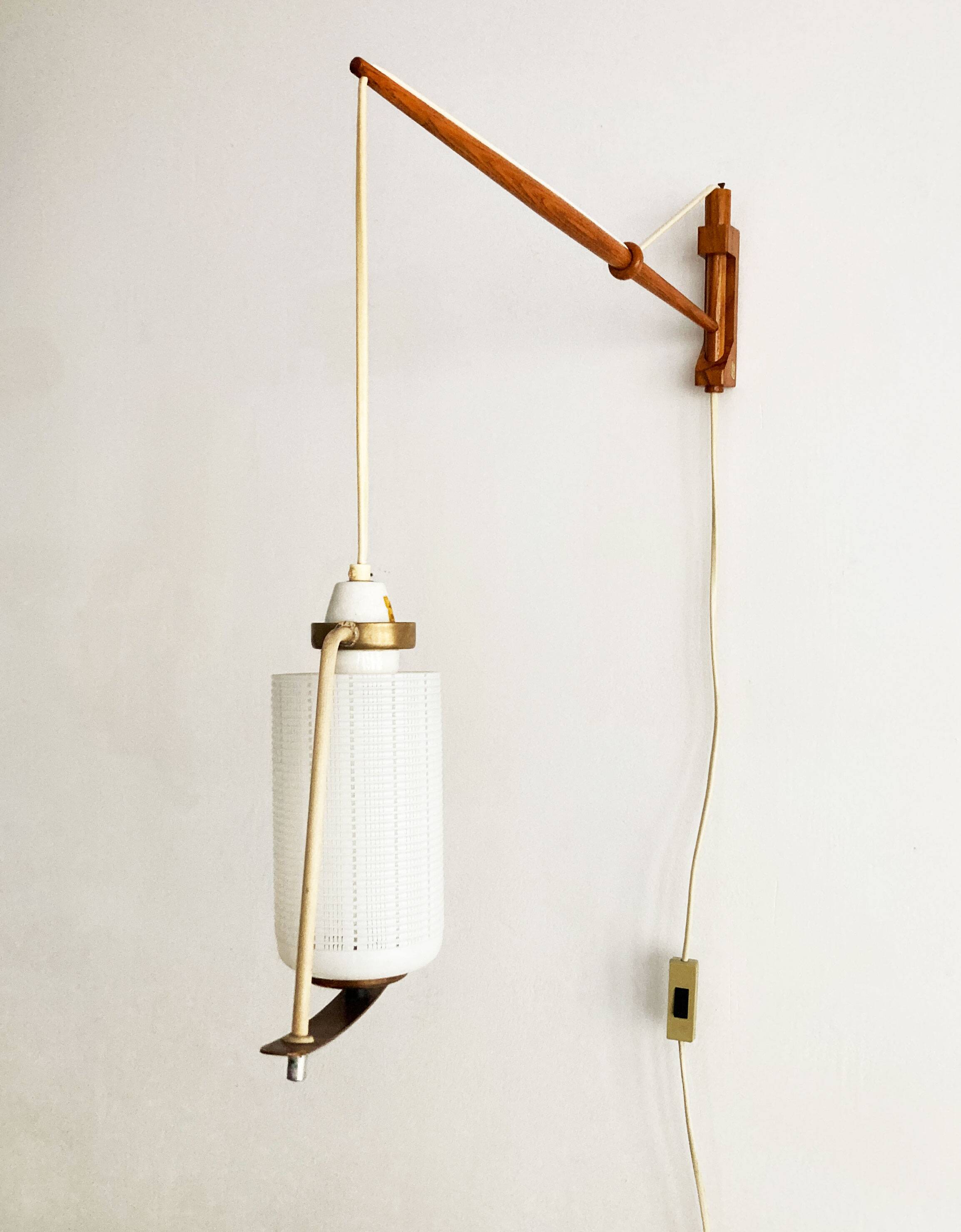 Sculptural 1960s Czech Wall Light – Constructivist Steel & Wood Design