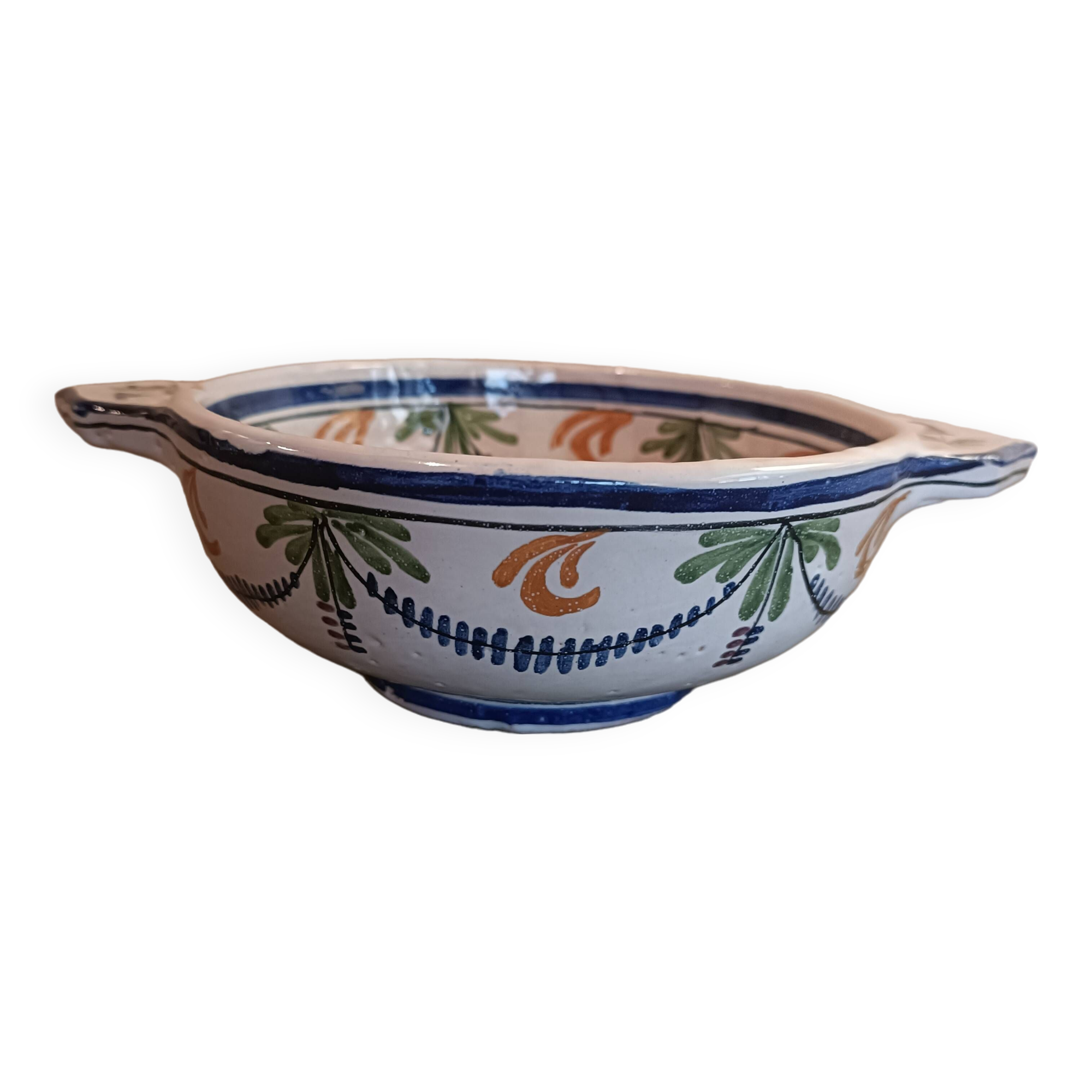 Old ear bowl Malicorne earthenware factory