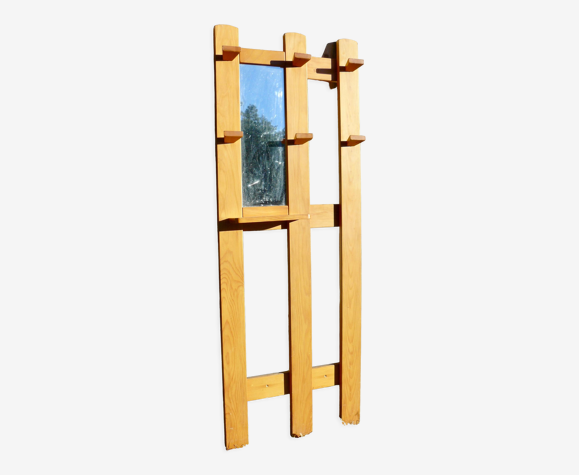 Portemanteau vestiaire bois design moderniste 1970-80