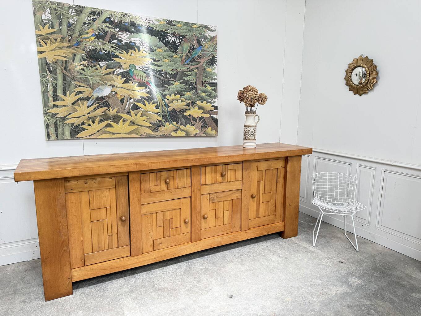 Brutalist 70's sideboard in solid elm
