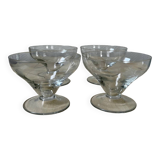 Set of 4 vintage champagne glasses on low feet