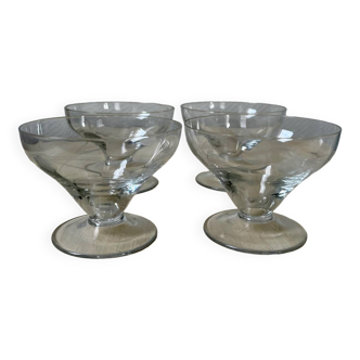 Set of 4 vintage champagne glasses on low legs