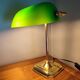 Lampe banquier en laiton et verre vintage