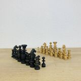 Antique turned wooden chess pieces