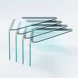 Glass & chrome Nesting Tables by Pierangelo Galotti Radice, Italy, 1970s