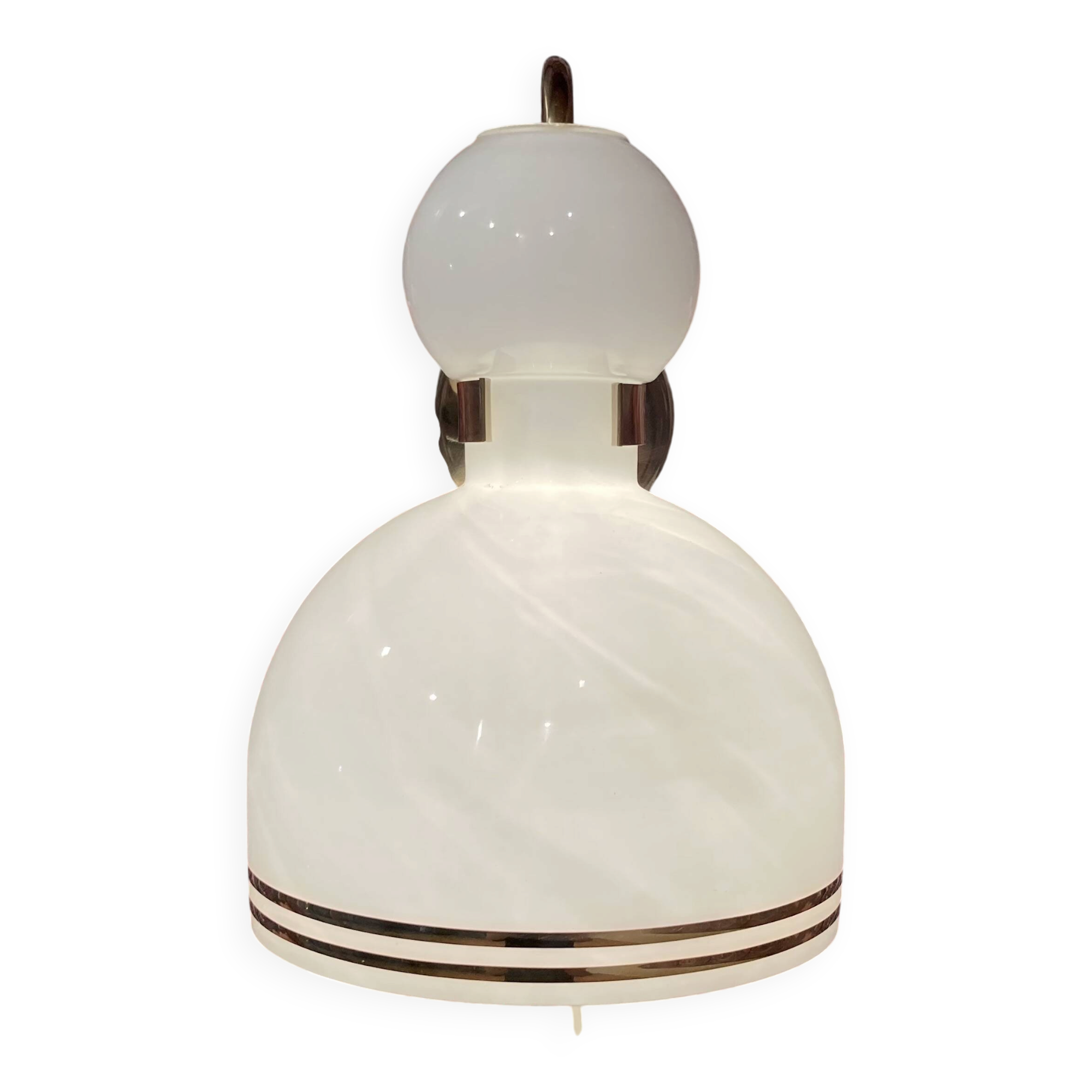 Large glass and metal wall light scandinavian design 1950.