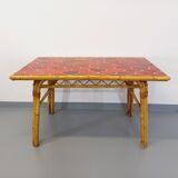 Vintage dining table in rattan and ceramic from Vallauris from the 50s and 60s