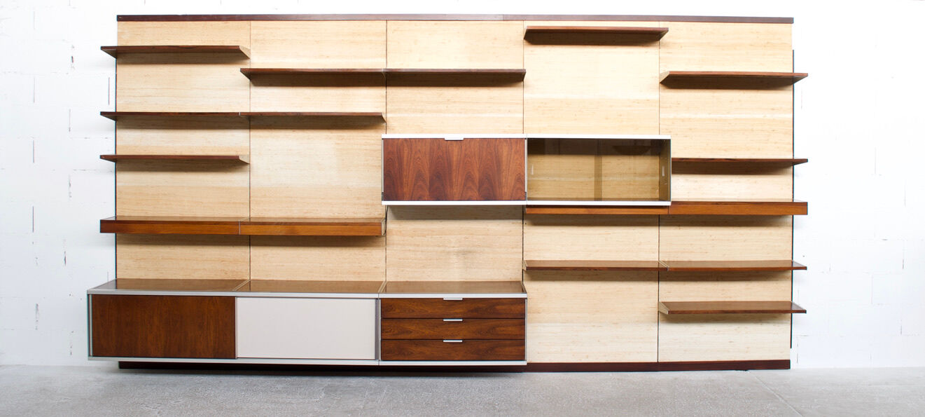 Système mural modulable à panneaux palissandre Georges Frydman années 70 efa éditeur